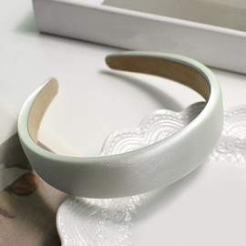 Headband, Retro Satin Headband, Simple Wide Brimmed Headband, Plain Hair Accessories, Braided Satin Headband for Women and Girls, for Dating, Holiday, Travel, Yoga, Reunion, White