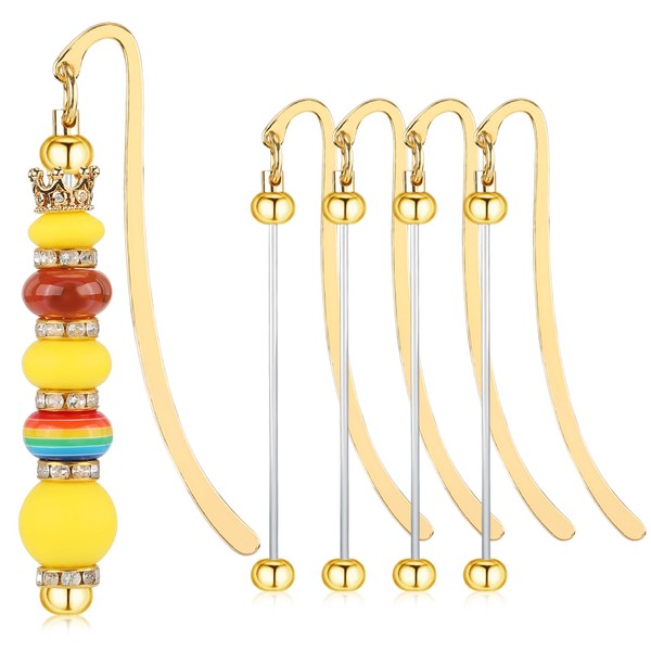 WEWAYSMILE 5 Pcs DIY Metal Bookmarks Blank Beaded Bookmarks Beaded