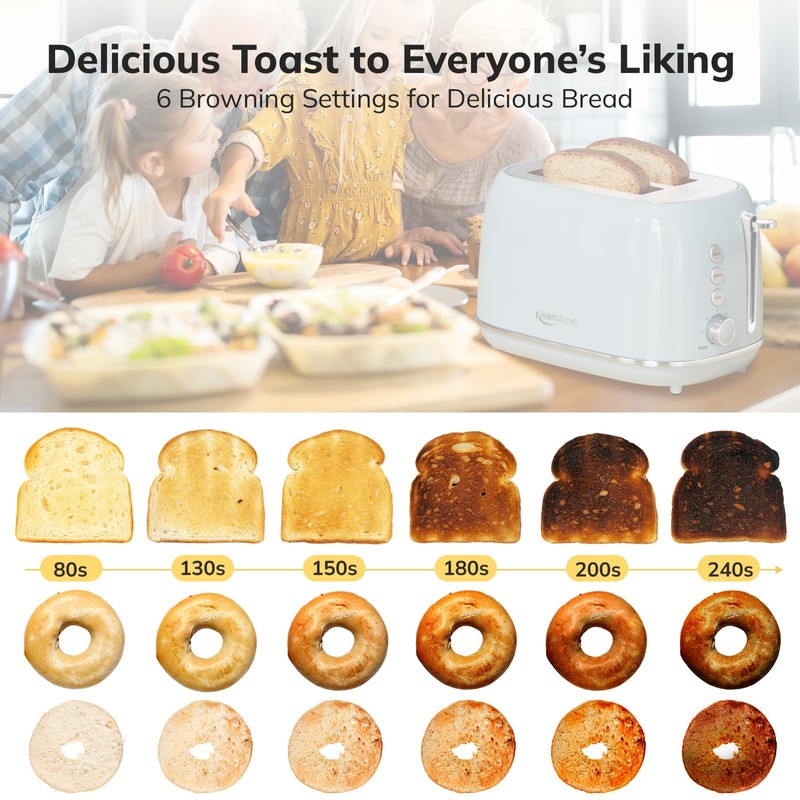Retro 2 Slice Stainless Steel Toaster with 6 Bread Shade