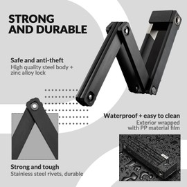 ROCKBROS Foldable Bicycle Lock Anti-Theft Folding Lock with Holder Key Durable Alloy 67cm