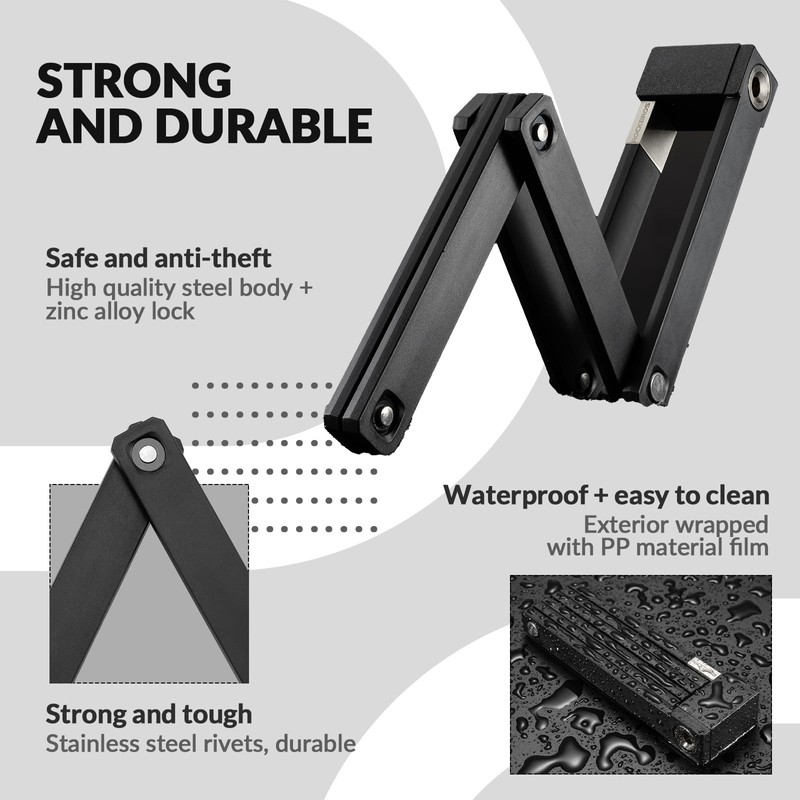 ROCKBROS Foldable Bicycle Lock Anti-Theft Folding Lock with Holder Key