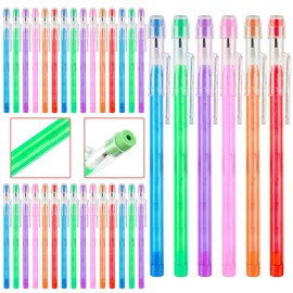 36pcs HB Translucent Pencil Multipoint Pencil Multicolor Non- Sharpening Stackable Pencils Pop Up Plastic Pencil with Eraser Top for Kids, Students, Teachers, Office Staff