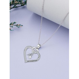 Shusukue Baptism Necklace with Pearl 925 Sterling Silver Heart Cross Necklace Christian Baptism Gifts First Communion Cross Pendant Baptism Jewelry Gifts for Women