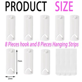 8 Pieces Picture Hangers No Damage Wall Hangers and 8 Pieces Picture Hanging Strips,Picture Hangers for Saw Tooth and Wire Frame,Damage Free Picture Hanging Hooks Heavy Duty,No Nails Picture Hooks