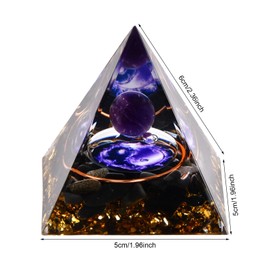 volumoon Crystal Pyramid, Reiki Healing Crystal Pyramid, Amethyst Stone Pyramid, Crystal Energy Tower, Chakra Pyramid for Healing Yoga Meditation Protection, Desktop Ornament Home Decoration (B)