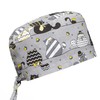 Scrub Cap Hat Unisex Animal Print Uniform Cat (Gray)