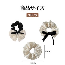 3個セット シュシュ シルク ヘアゴム リボン ヘアアクセ 髪ゴム 髪飾り レース ホワイトシュシュ おしゃれ ボリューム 伸縮性ヘアタイ 大人 レディース