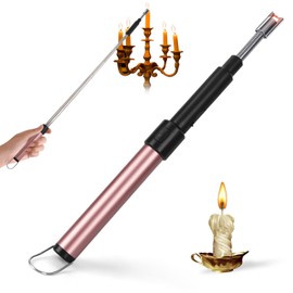 Navpeak Candle Arc Lighters Long Flexible Neck 70cm Telescopic Rechargeable Electric Flameless Lighter for Kitchen Fireplace Pilot Light BBQ Stove (Pink)