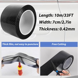AUAMAYCO Car Door Sill Protector, 7cm x 10m Car Sill Protectors Strips, Black 5D Carbon Fiber Wrap Film, Anti-Scratch Anti-Collision Universal Car Stickers for for Car Protection