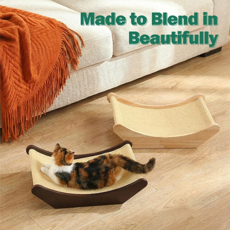 Zakkart Cat Sisal Scratching Bed Hammock, 2-in-1 Cat Scratcher &