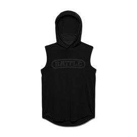 Battle Sports Sleeveless Light Action Face Mask Workout Hoodie - Raglan Cut Sleeveless Hoodie for Adults & Youth (US, Alpha, Medium, Regular, Regular, Adult, Black/Black)