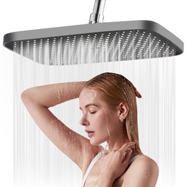 Umllpet Rain Shower Head 14 Inches, 360° Adjustable Rain Shower Head, Shower Head for Rain Shower, Rain Shower Square Shower Head, Shower Head Shower for Bathroom, Hard Water (Grey)
