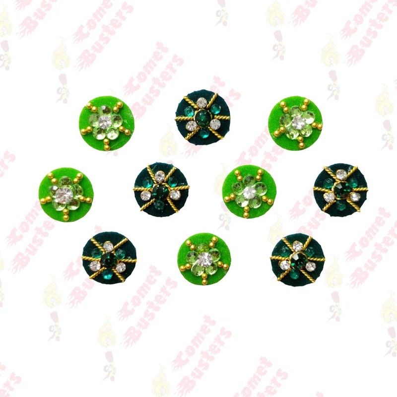 Comet Busters Beautiful Traditional Black Green Bindi