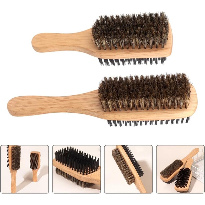 Flyanzebi Double Sided Boar Bristle Hair Brush Set, 2Pcs Detangling