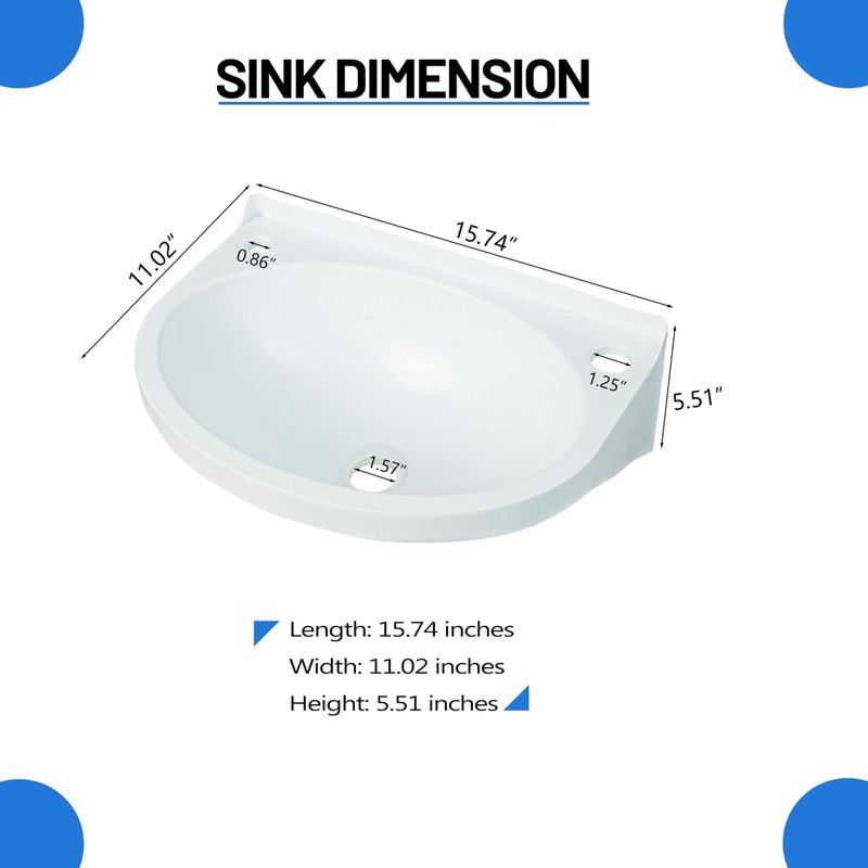 Small Bathroom Sink Wall Mount Bathroom Sink Wash basin, No-Drill