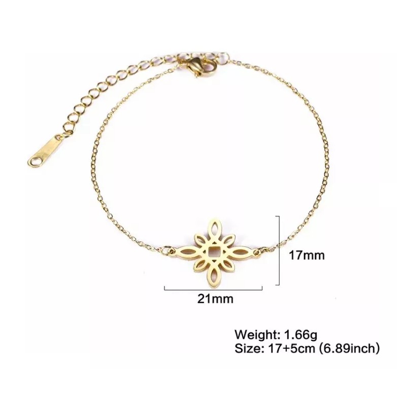 COLIBRI ALEGRE Pulsera Nudo De Bruja De Flor Dorado