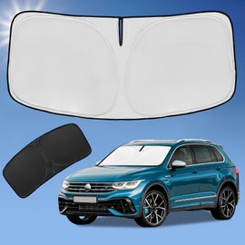 Sun Shade Sunshade for Volkswagen Tiguan Windshield Cover, 4-Layer Front Window Shade Custom fit Tiguan 2018-2023 2024 Sun Visor 240T Retractable Shade Blocks UV Rays Cooler Car Accessories