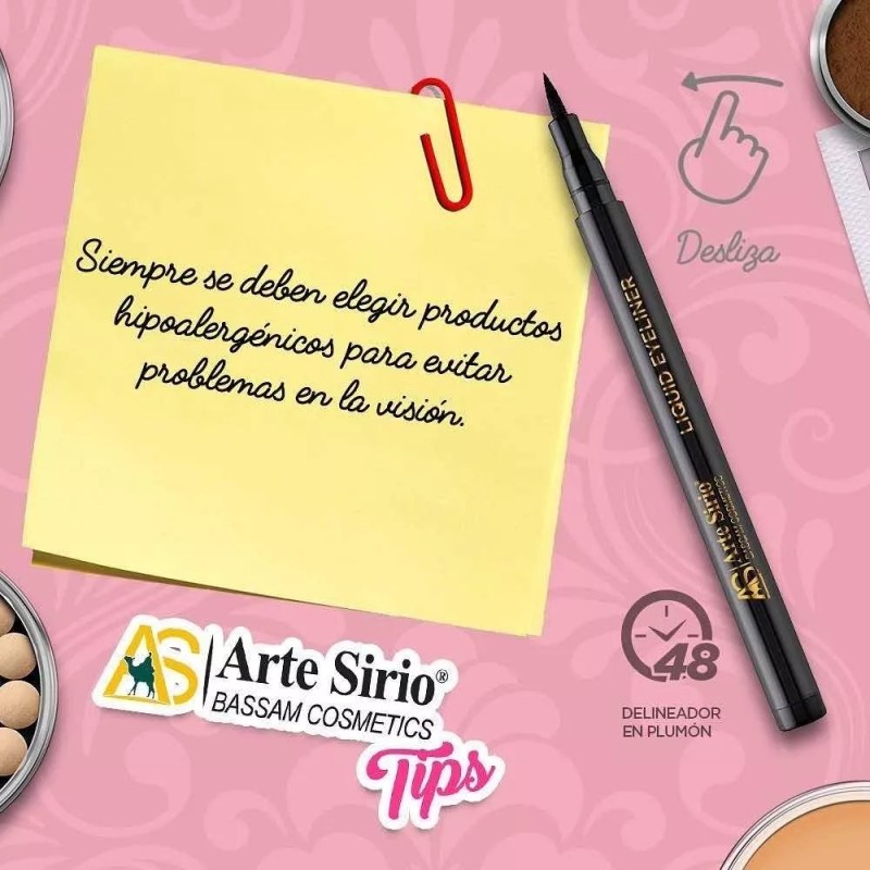 As bassam cosmetics Delineador En Plumón Resistente Al Agua Duración
