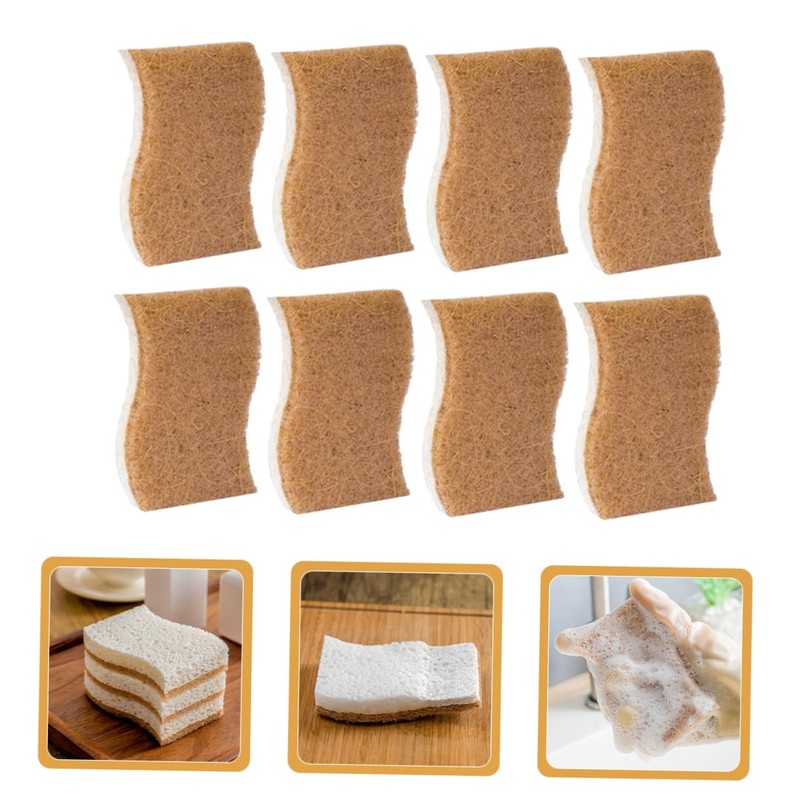 Healeved 8pcs Natural Pulp Dish Cleaning Sponges Reusable Scrubber for