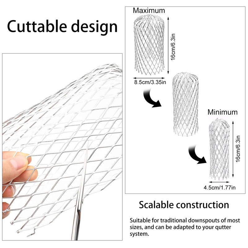 4 Pack Aluminum Gutter Guards Expandable Filter Strainer Leaf Strainer