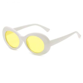 ADMIRING White Oval Round Sunglasses Thick Bold Clout Goggles Oval Mod Retro Vintage Kurt Cobain Inspired Sunglasses Round Lens G01-WY