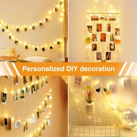 litogo USB Powered Photo Clip String Lights, 50LED 5M Photo Peg Fairy Lights with 30 Clips Indoor, Copper Wire Hanging String Photo Frames Decoration for Bedroom Wedding Party Christmas