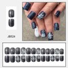Christmas Press on Nails Short Square Fake Nails With Snowflake