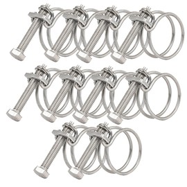 Pack of 10 Double Wire Hose Clamps Adjustable Hose Clamps Stainless Steel 201 Hose Clamps, 11 Sizes for 36-40 mm Family Water Pipe Tank Automotive Pipe