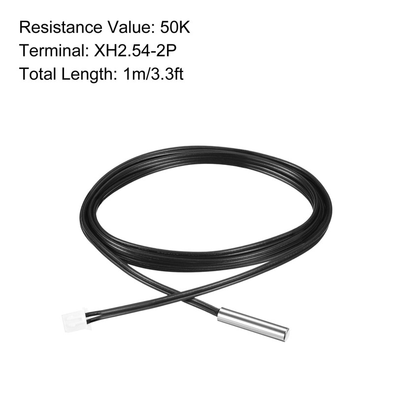 Rebower NTC Thermistor Probe 50K 3.3ft Waterproof Stainless Steel Temp