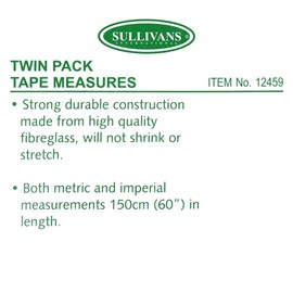 Sullivans Metric and Imperial Tape Measure 2 Pack, 150 cm Length x 15 mm Width
