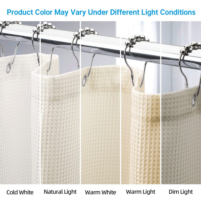 AmazerBath Waffle Shower Curtain, Heavy Duty Fabric Shower Curtain with