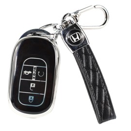 Yixiangyuan-CLJ Key Fob Cover for Honda, TPU Key Shell Case with Keychain for 2024 2023 2022 Accord, Civic, HR-V, CR-V, Pilot, 5 Buttons (black)