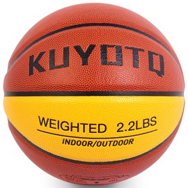 KUYOTQ 2.2lbs Size 6 (28.5") Weighted Basketball Composite in&Outdoor Heavy Trainer Basketball for Improving Ball Handling Dribbling Passing and Rebounding Skill | Without Pump