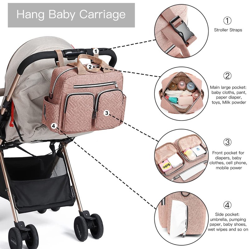 Kono Baby Changing Bag Weekender Travel Nappy Tote for Mom