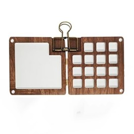 15 Grids Wooden Mini Watercolor Palette with Metal Frame Insta Portable Watercolor Box for Kids Artists Students Portable Travel Handmade Painting Tool Storage Box Watercolor Case Retro