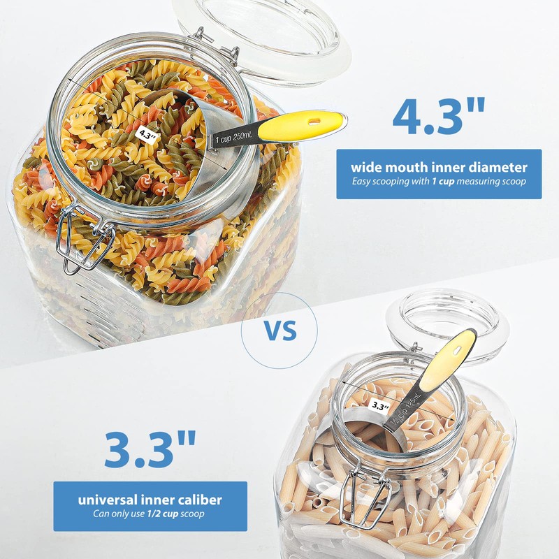 2 Pack 1 Gallon Square Super Wide-Mouth Glass Jars with