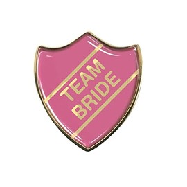 Team Bride Gel Domed Pink School Shield Badge