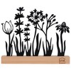UNUS Silhouette Decorative Flower Meadow Metal with Bamboo Wooden Base,