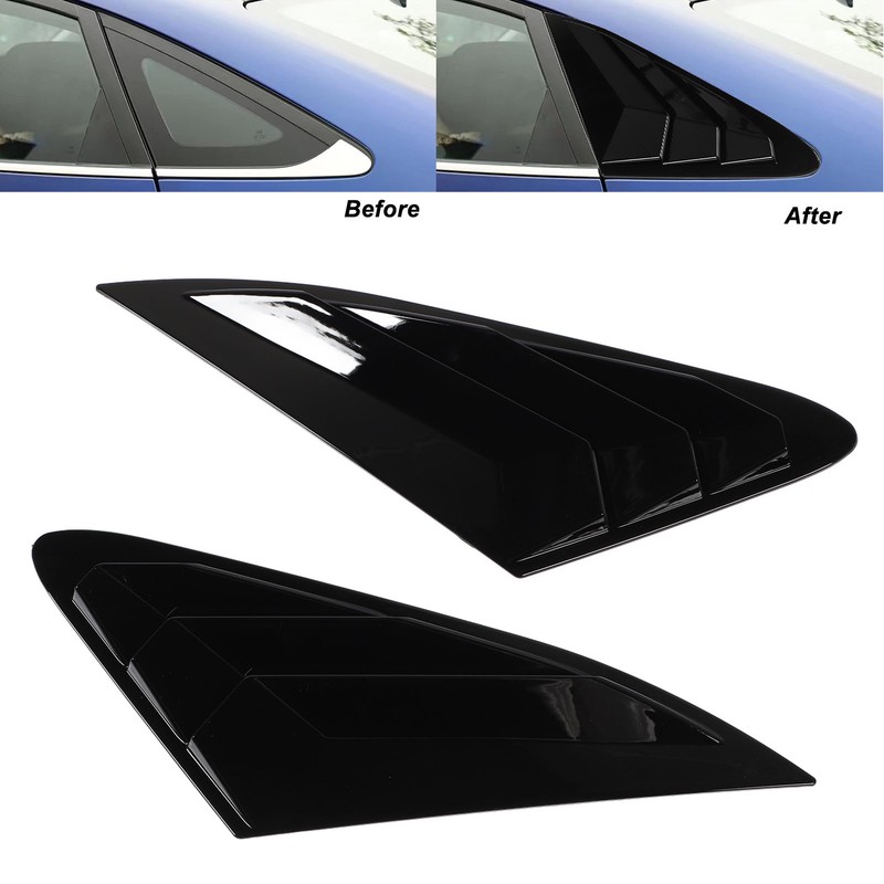 2PCS Rear Side Window Louver Gloss Black Sporty Look Scratch