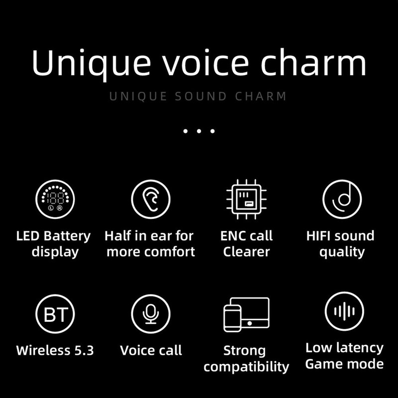 Wireless Earbuds For Music Wireless BT 5.3 Earbuds With Led