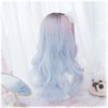 Double Color Brown Gradient Pink and Blue Long Curly Synthetic