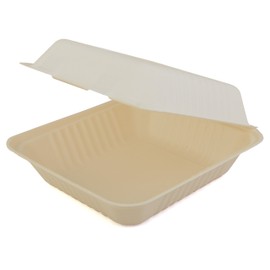 Southern Champion Tray 18925 ChampWare Molded Fiber White Clamshell Container, 8" L x 8" W (Case of 200)