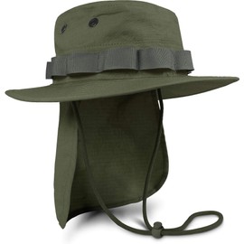 Boonie Hat Brim Outdoor Hat 'Junglescout' with Removable Neck Protection for Summer, olive
