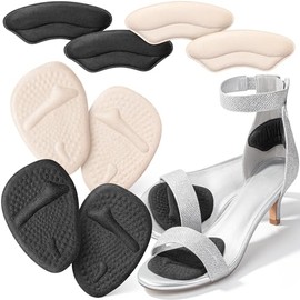 DR JK- Metatarsal Pads Women, 8pcs, Beige & Black, Heel Pads for Shoes Women, Ball of Foot Cushions