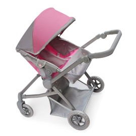 Badger Basket Voyage Twin Carriage Doll Stroller for 18 to 20-Inch Dolls with Rotating Pram Handle and Storage Features – Perfect for Little Mommies on The Go!
