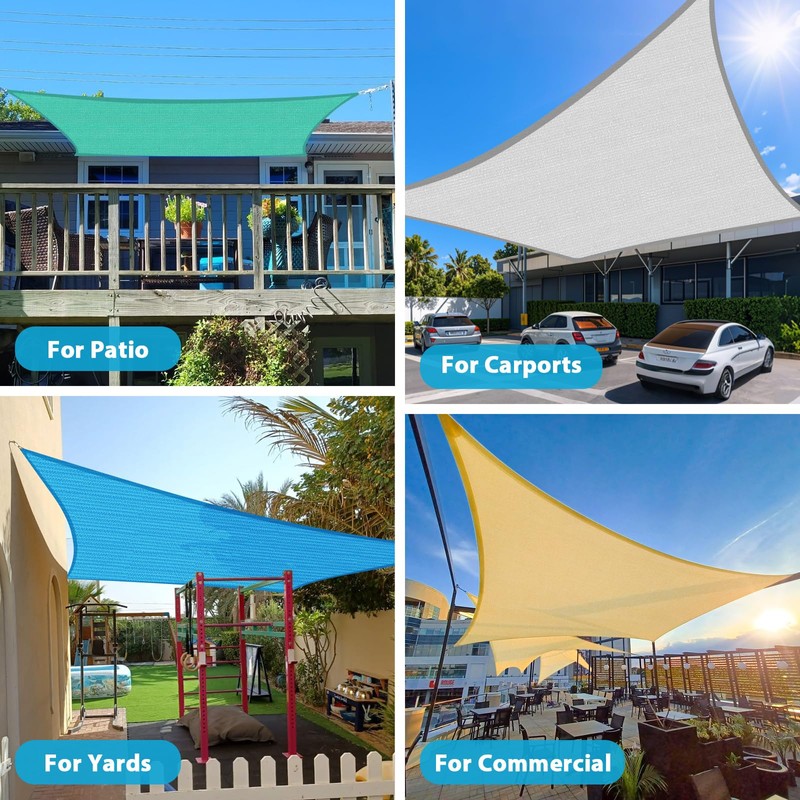 Amagenix Sun Shade Sail 16'X20' Curved Edge Outdoor Shade Canopy