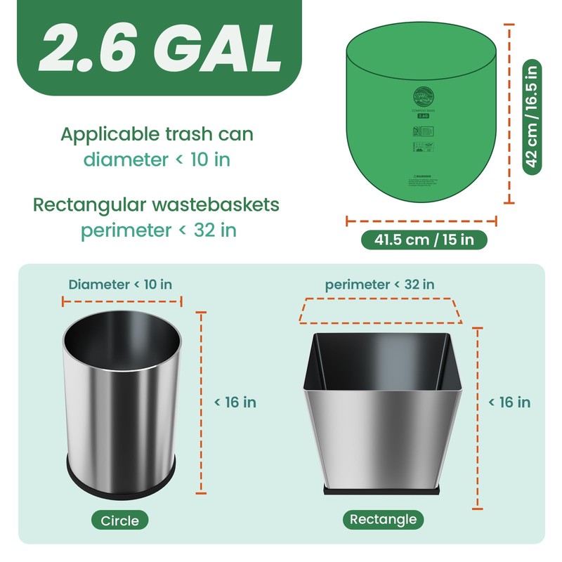 RAYTID Compostable trash Bags 2.6 Gallon Compost Bags for Kitchen