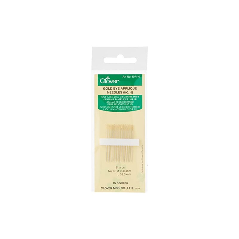 Clover Gold Eye Applique Needles - Size 10 15/Pkg