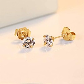 LYTOPTOP Stud Earrings 925 Silver Earrings Set, 6 Pairs 925 Sterling Silver Round Cubic Zirconia Stud Earrings Hypoallergenic Silver Sleeper Cartilage Stud Set for Women Men Girls 3/4/5/6/7/8 mm,