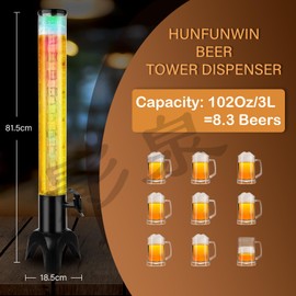 4pcs Beer Giraffe Dispenser, 100oz/3.2 qt Mimosa Tower Dispenser with Ice Tube and LED Light, 3L Tabletop Drink Tower Dispenser for Beer, Margarita, Liquor, Beverage